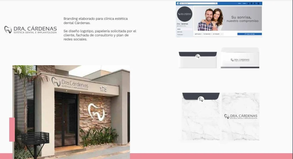 Identidad, fachada y papelería de la clínica Dra. Cárdenas